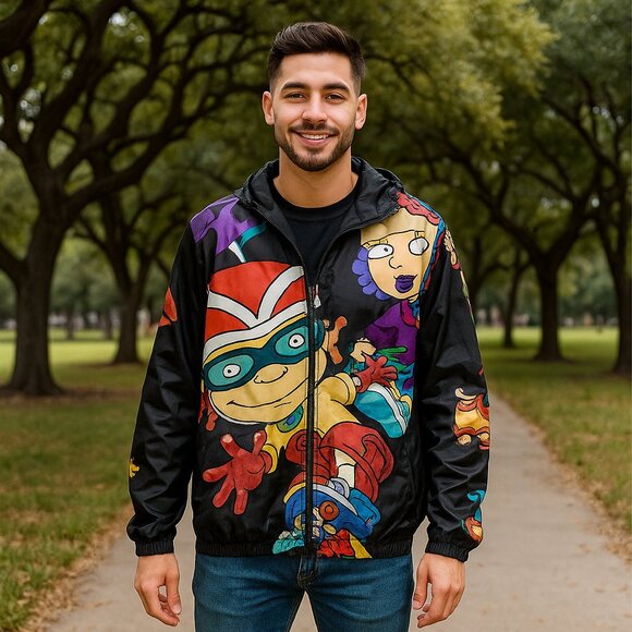 VTG Members Only X Nickelodeon Rocket Power Unisex AOP Zip Jacket Graphic Small - Picture 2 of 10